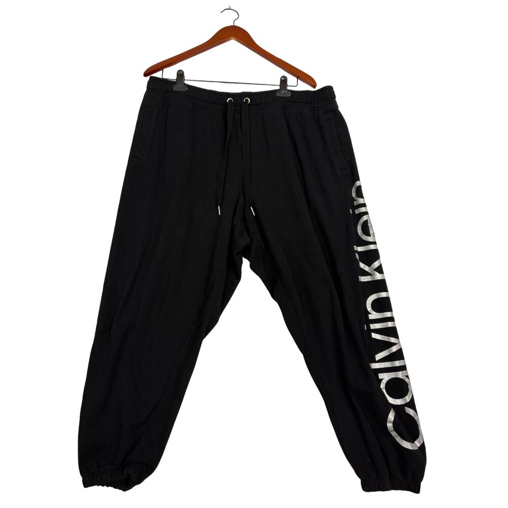 Calvin Klein Performance Womens 1X Black Logo Jogger Sweatpants Drawstring Fleec